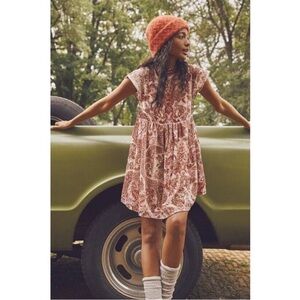 Free People NWT All The Time Velvet Mini Dress in Petal Combo
